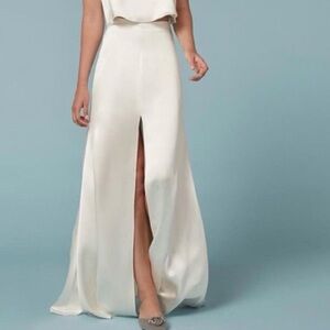 White silk reformation skirt